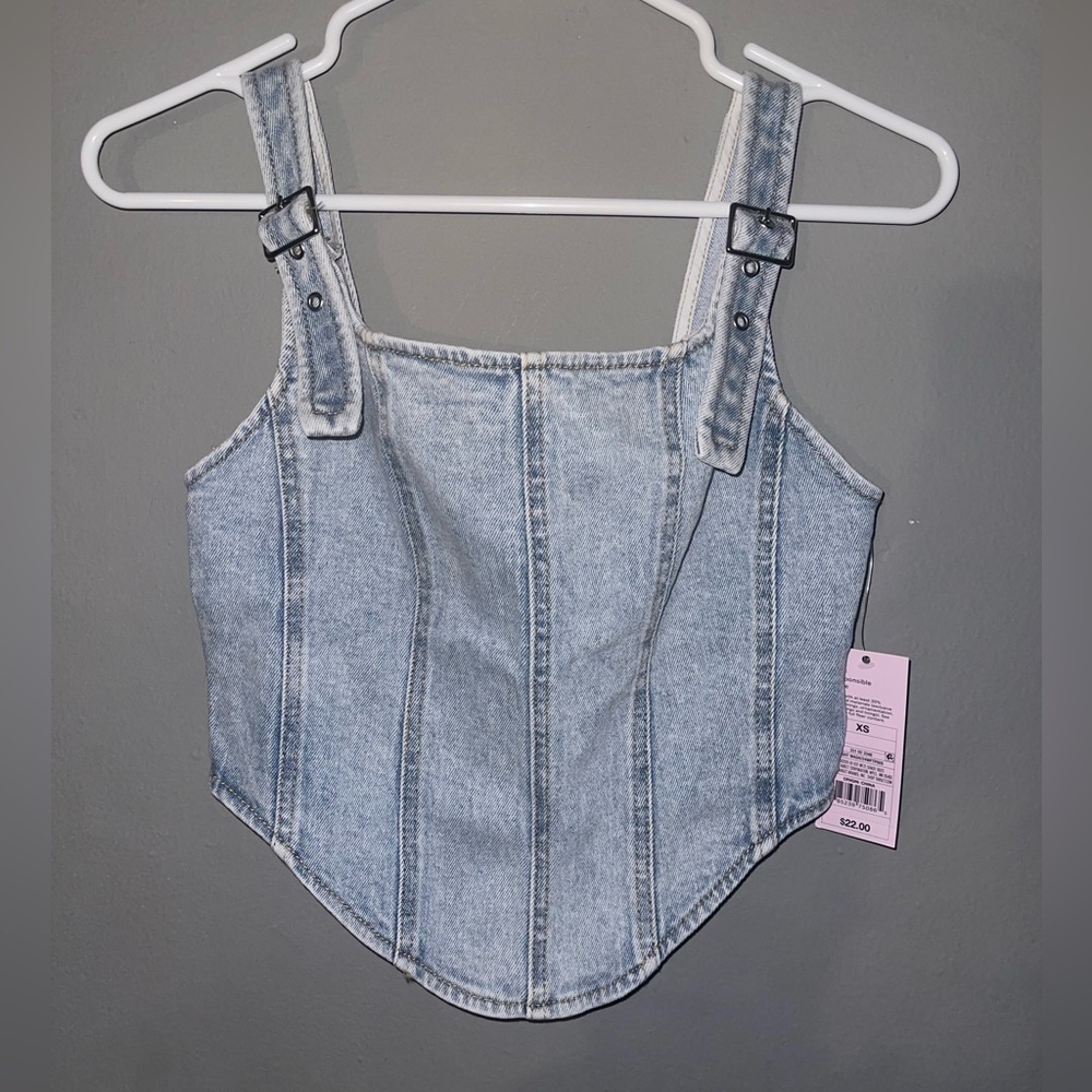 Wild Fable Light Blue Denim Corset Vest